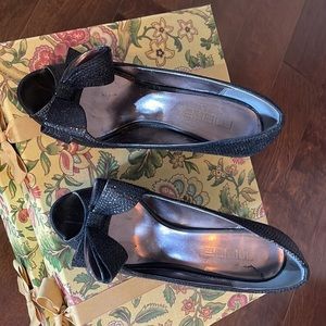 Bow front dress shoes black with a Vinetage sequins